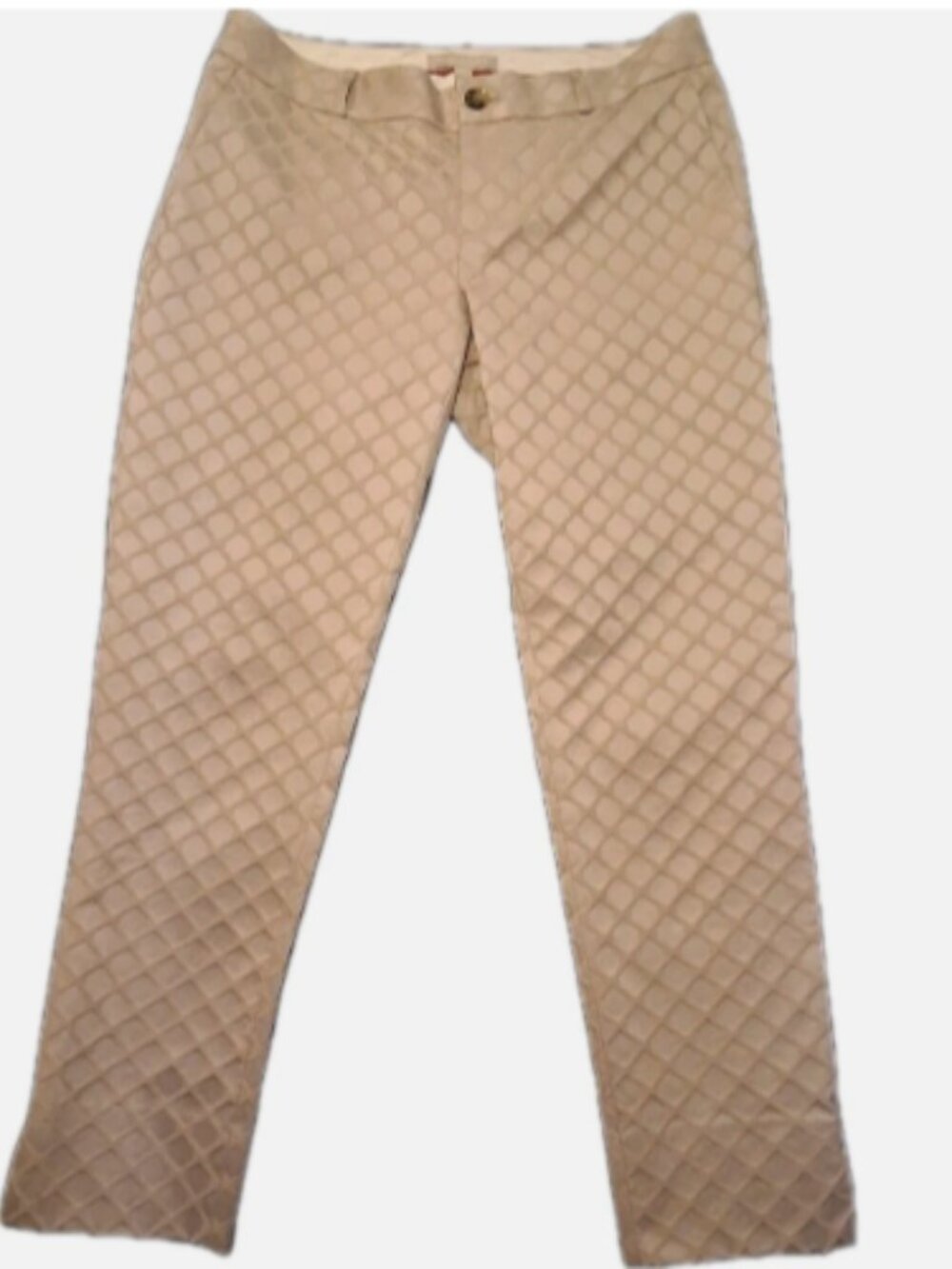 Banana Republic Camden Jacquard Beige Ankle Pant Size 4 Diamond Mid Rise - Picture 1 of 16